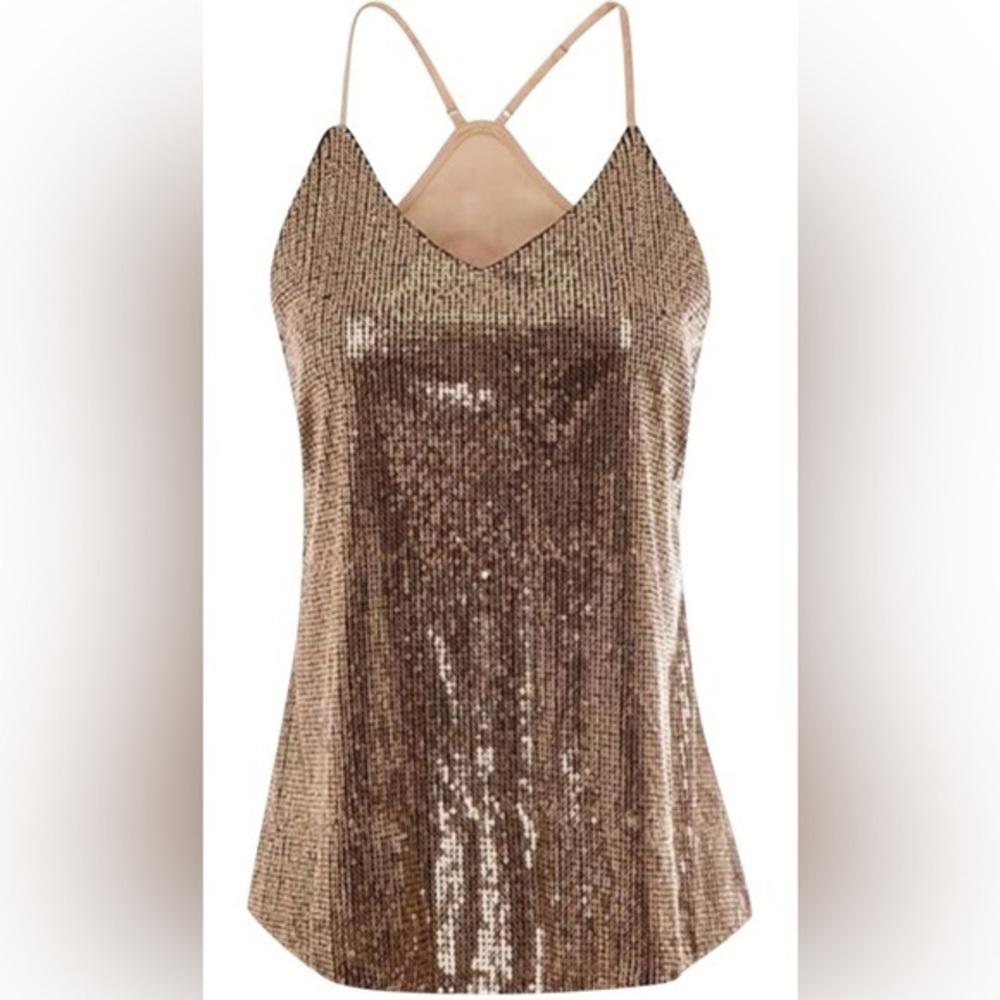 Gold Sequinned V-neck top